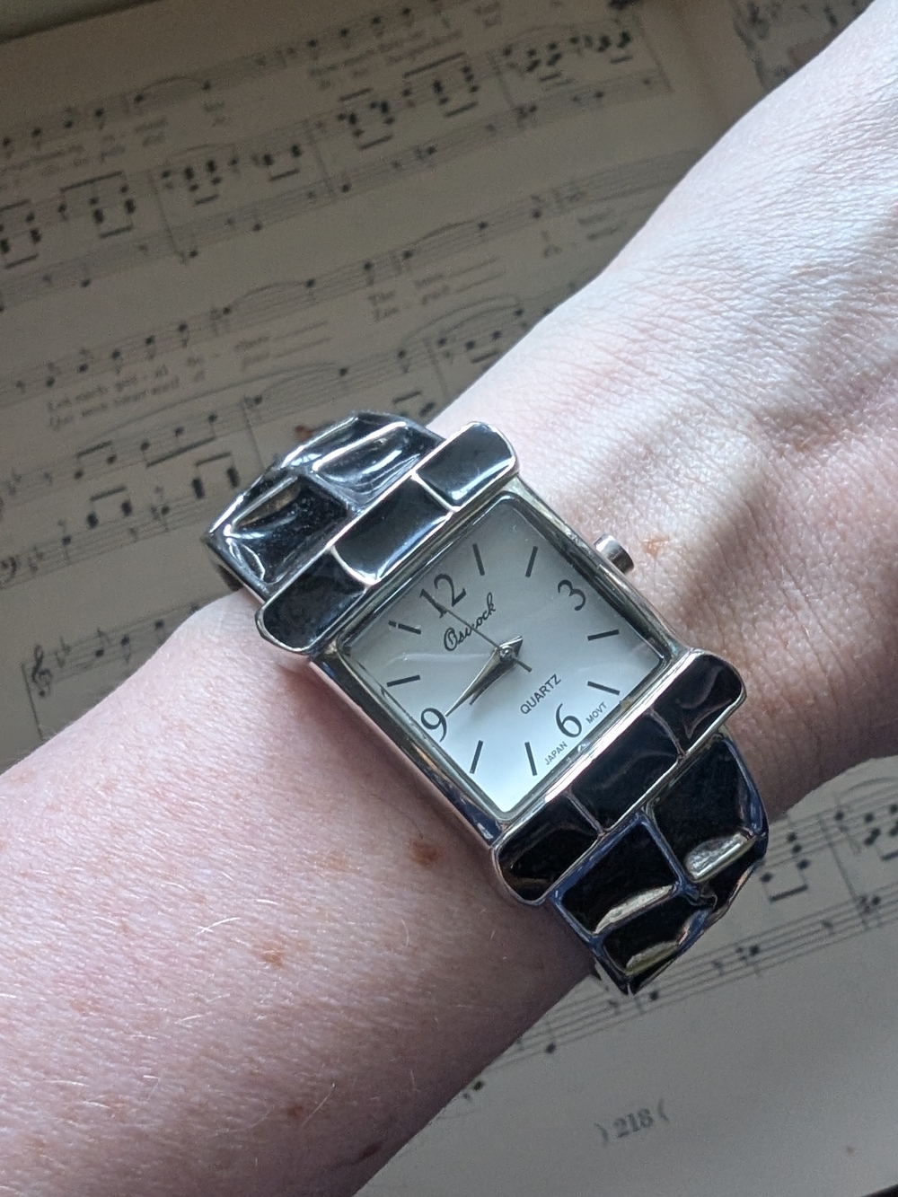Rectangular Metal Bracelet Watch - White Dial